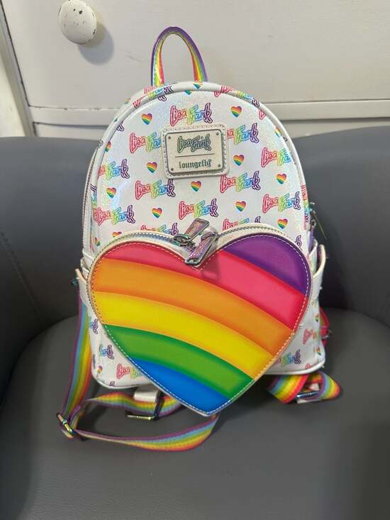 Loungefly Handbags - Loungefly x Lisa Frank Logo Mini Backpack w/Detachable Rainbow Heart Fanny Pack